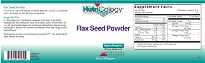Photo of the NutriCology Flax Seed Powder label