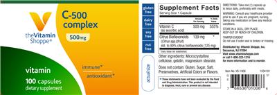 Photo of the The Vitamin Shoppe C-500 Complex 500 mg label
