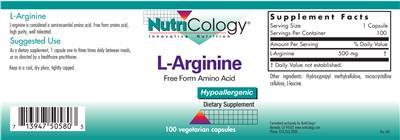 Photo of the NutriCology L-Arginine label
