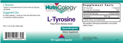 Photo of the NutriCology L-Tyrosine label