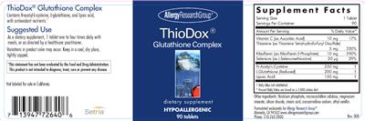 Photo of the Allergy Research Group ThioDox Glutathione Complex label