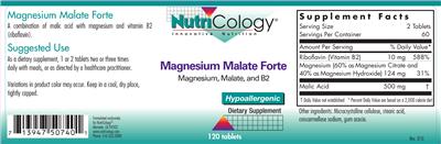 Photo of the NutriCology Magnesium Malate Forte label