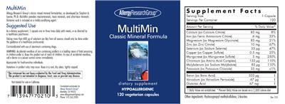 Photo of the Allergy Research Group MultiMin label
