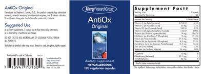 Photo of the Allergy Research Group AntiOx Original label