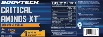 Photo of the BodyTech Critical Aminos XT Sweet Tea label