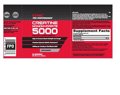 Photo of the GNC Pro Performance Creatine Monohydrate 5000 Unflavored label