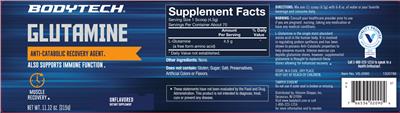 Photo of the BodyTech Glutamine Unflavored label