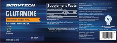 Photo of the BodyTech Glutamine Unflavored label