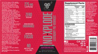 Photo of the BSN N.O.-XPLODE Watermelon label