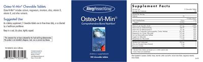 Photo of the Allergy Research Group Osteo-Vi-Min label