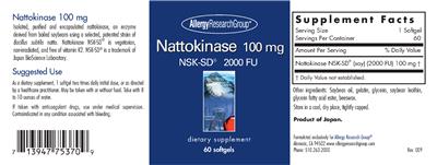 Photo of the Allergy Research Group Nattokinase 100 mg label