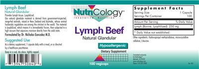 Photo of the NutriCology Lymph Beef label