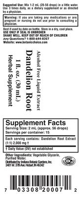 Photo of the Indiana Botanic Gardens Dandelion Root label