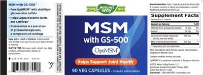 Photo of the Nature's Way MSM with GS-500 label