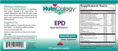 Photo of the NutriCology EPD Basic MultiVitamin label