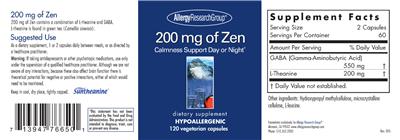 Photo of the Allergy Research Group 200 mg of Zen label