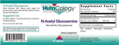 Photo of the NutriCology N-Acetyl Glucosamine label