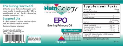 Photo of the NutriCology EPO Evening Primrose Oil label
