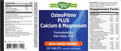 Photo of the Nature's Way OsteoPrime Plus Calcium & Magnesium label