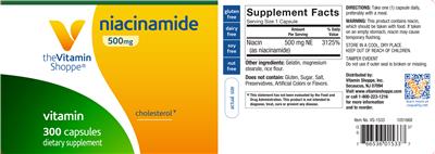 Photo of the The Vitamin Shoppe Niacinamide 500 mg label