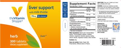 Photo of the The Vitamin Shoppe Liver Support with Milk Thistle 70 mg label