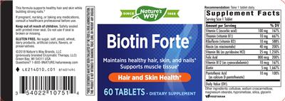 Photo of the Nature's Way Biotin Forte label