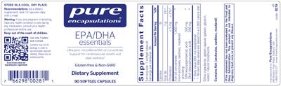 Photo of the Pure Encapsulations EPA/DHA essentials label