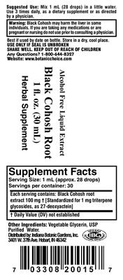 Photo of the Indiana Botanic Gardens Black Cohosh Root label