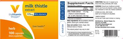 Photo of the The Vitamin Shoppe Milk Thistle Extract 175 mg label