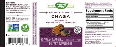 Photo of the Nature's Way Chaga label