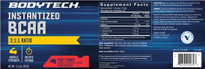 Photo of the BodyTech Instantized BCAA Fruit Punch label