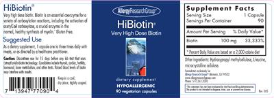 Photo of the Allergy Research Group HiBiotin label