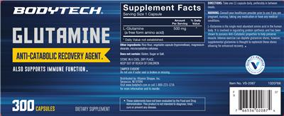 Photo of the BodyTech Glutamine label