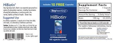 Photo of the Allergy Research Group HiBiotin label