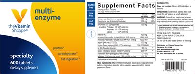 Photo of the The Vitamin Shoppe Multi-Enzyme label