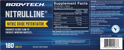 Photo of the BodyTech Nitrulline label