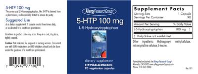 Photo of the Allergy Research Group 5-HTP 100 mg label