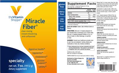Photo of the The Vitamin Shoppe Miracle Fiber label
