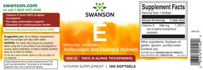 Photo of the Swanson E 400 IU label