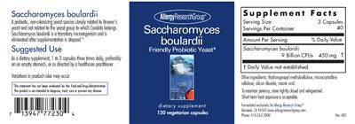 Photo of the Allergy Research Group Saccharomyces boulardii label