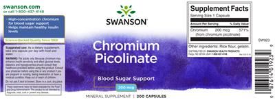 Photo of the Swanson Chromium Picolinate 200 mcg label