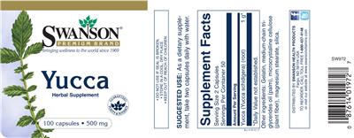 Photo of the Swanson Premium Brand Yucca 500 mg label