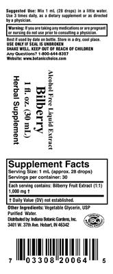 Photo of the Indiana Botanic Gardens Bilberry label