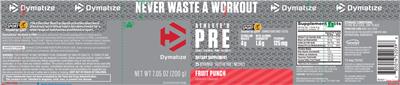 Photo of the Dymatize Athlete's Pre Fruit Punch label