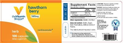 Photo of the The Vitamin Shoppe Hawthorn Berry 565 mg label