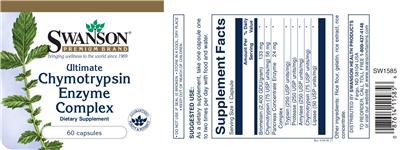 Photo of the Swanson Premium Brand Ultimate Chrymotrypsin Enzyme Complex label