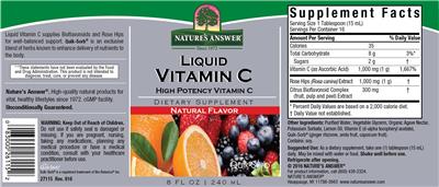 Photo of the Nature's Answer Liquid Vitamin C Natural Flavor label