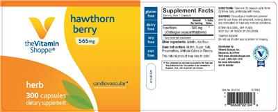 Photo of the The Vitamin Shoppe Hawthorn Berry 565 mg label