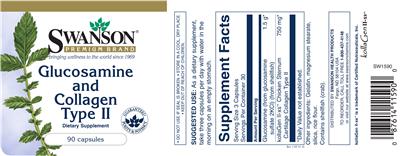 Photo of the Swanson Premium Brand Glucosamine and Collagen Type II label