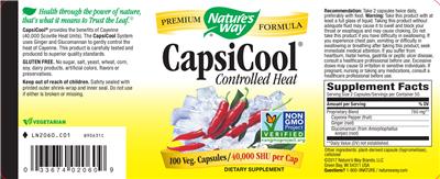 Photo of the Nature's Way CapsiCool Controlled Heat label